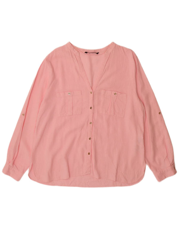 ZARA Womens Shirt UK 20 2XL Pink Linen