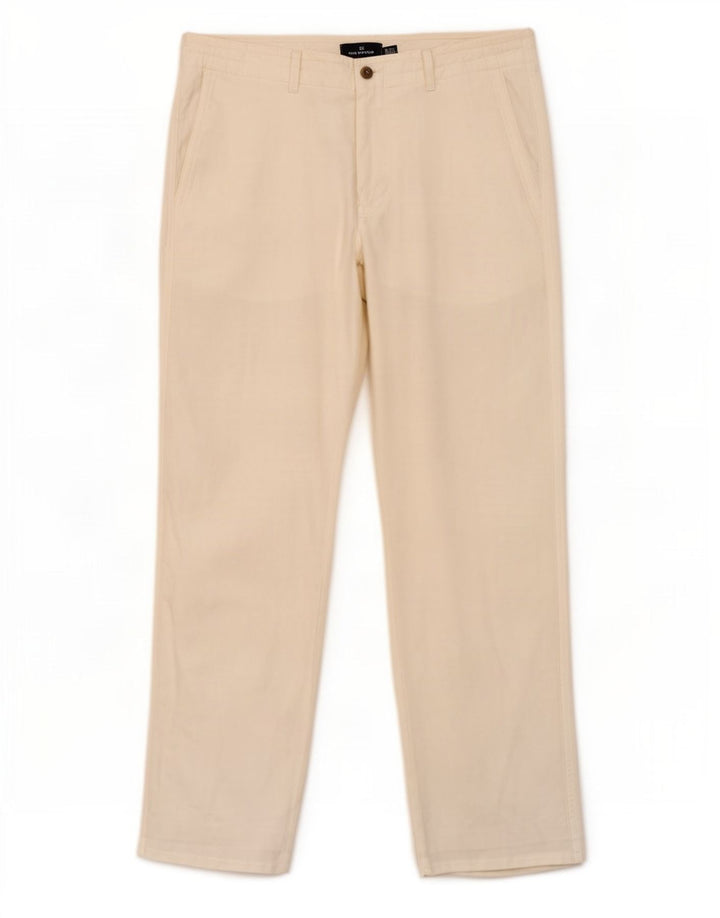 Marks & Spencer Mens Blue Harbour Straight Chino Trousers W34 L29 White