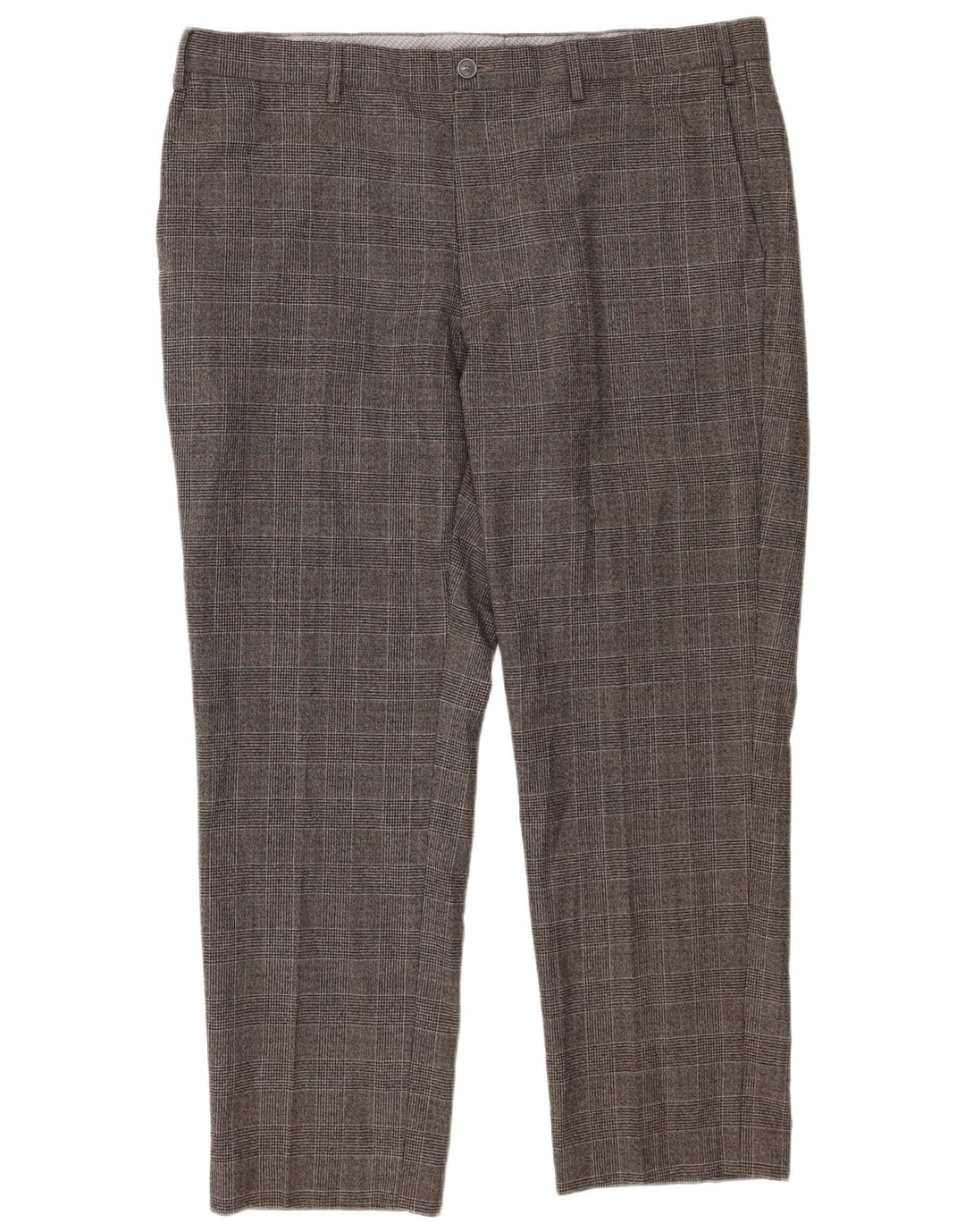Marks & Spencer Mens Straight Regular Fit Suit Trousers W40 L29 Grey Check