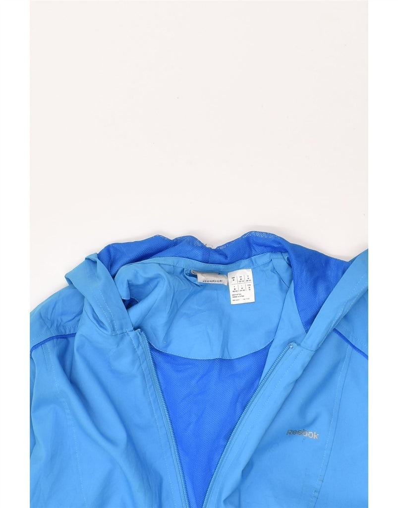 REEBOK Womens Hooded Rain Jacket UK 12-14 Medium Blue Polyester | Vintage Reebok | Thrift | Second-Hand Reebok | Used Clothing | Messina Hembry 