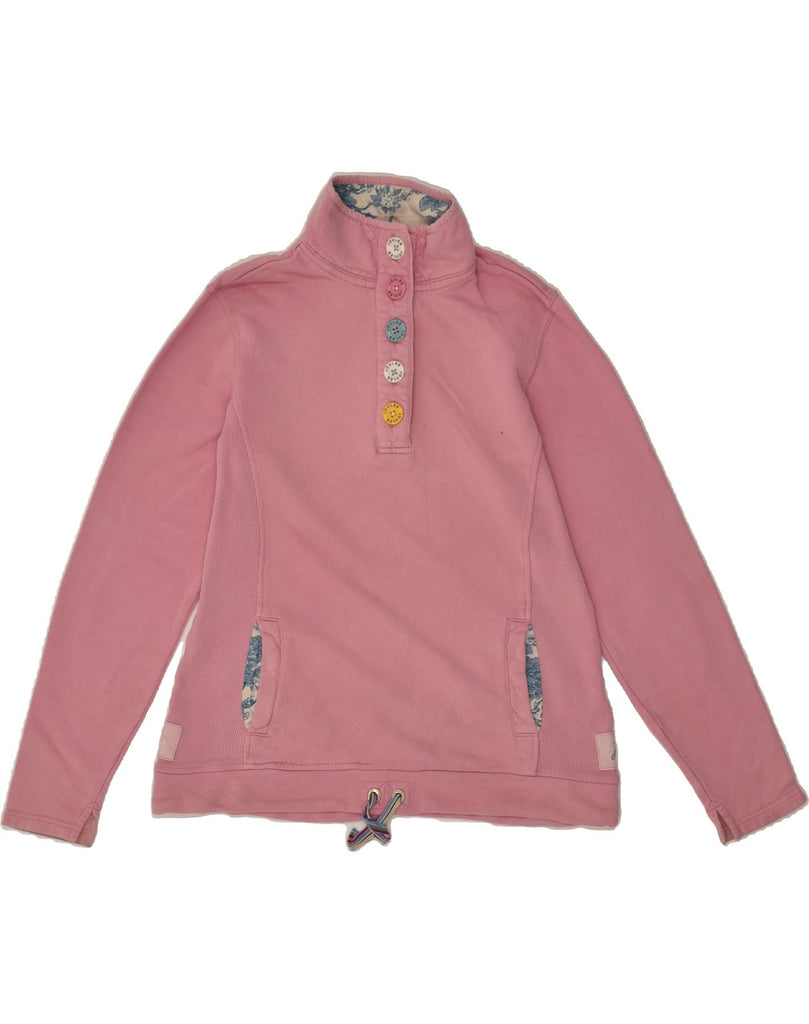 JOULES Womens Button Neck Sweatshirt Jumper UK 10 Small  Pink Cotton Vintage Joules and Second-Hand Joules from Messina Hembry 