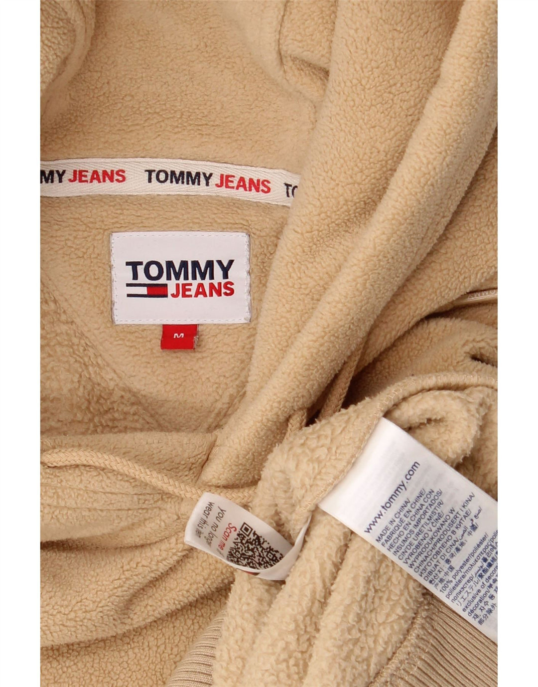 Tommy Hilfiger Mens Hooded Fleece Jumper Medium Beige Polyester