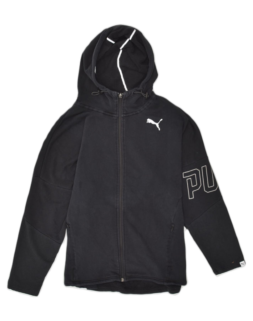 PUMA Womens Graphic Zip Hoodie Sweater UK 12 Medium  Black Cotton | Vintage Puma | Thrift | Second-Hand Puma | Used Clothing | Messina Hembry 