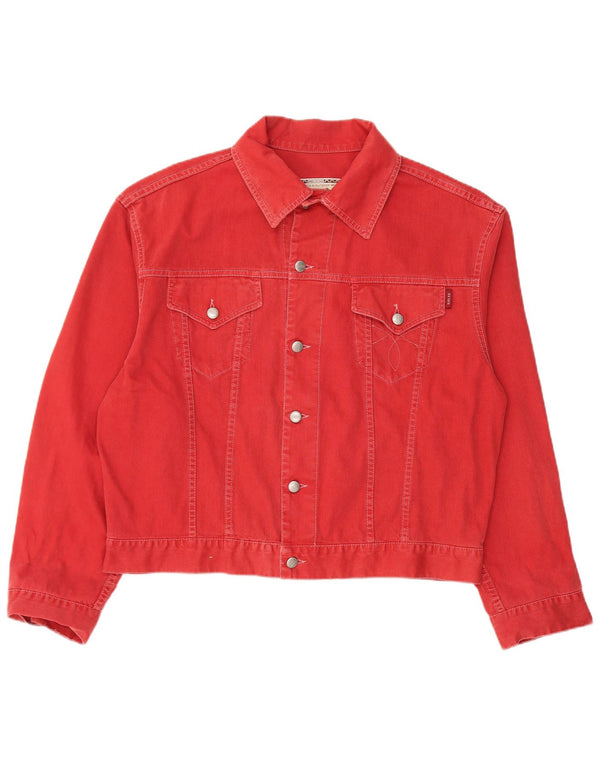 Sisley Mens Denim Jacket UK 38 Medium Red Cotton