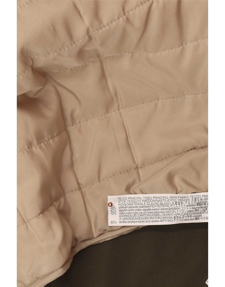 Zara Womens Hooded Oversized Parka Jacket UK 10 Small Khaki Polyester