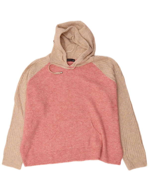 Marks & Spencer Womens Hooded Jumper Sweater UK 18 XL Pink Colourblock