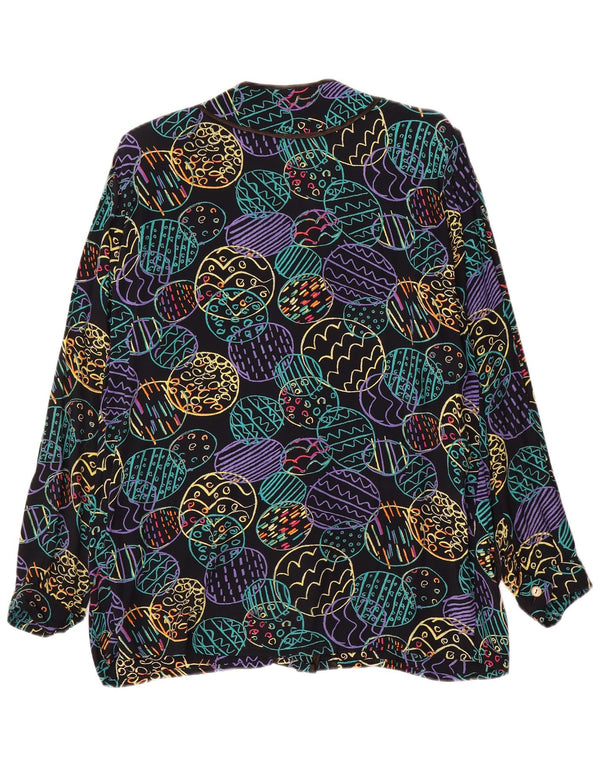 Vintage Womens Long Sleeve Shirt Blouse UK 16 Large Multicoloured Retro