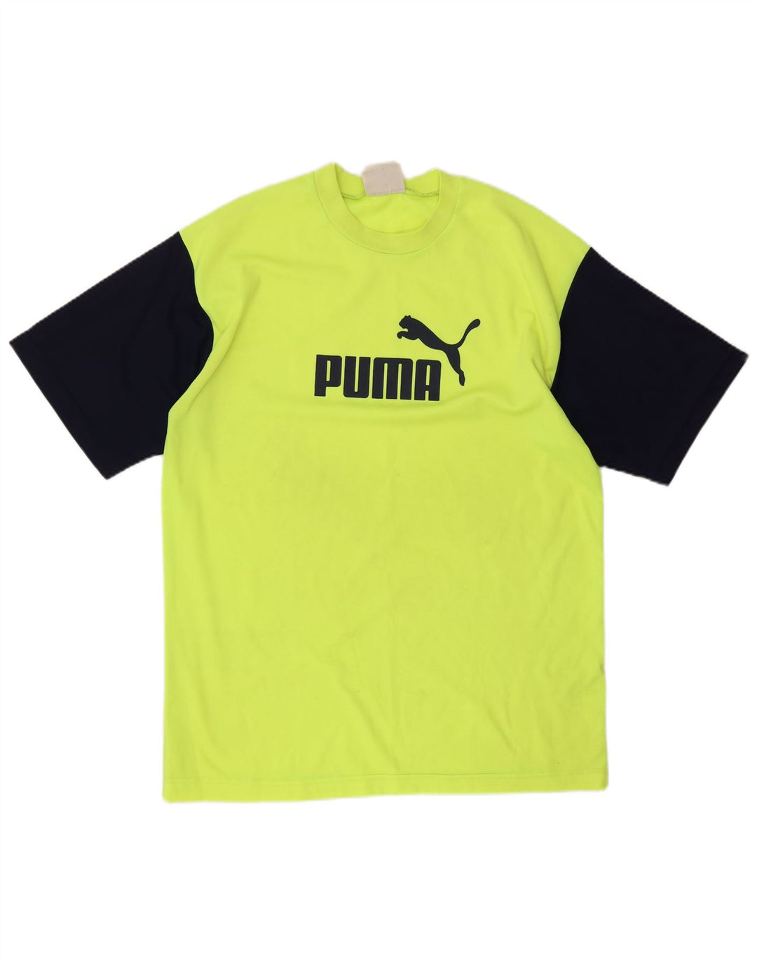 Puma Mens Graphic T-Shirt Top Large Yellow Colourblock Polyester
