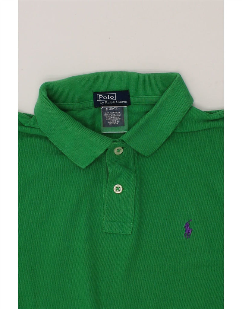 POLO RALPH LAUREN Boys Polo Shirt 10-11 Years Medium Green Cotton Vintage Polo Ralph Lauren and Second-Hand Polo Ralph Lauren from Messina Hembry 