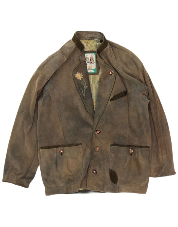 Meindl Mens Trachten Leather Jacket EU 50 Large Brown