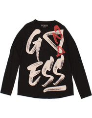 GUESS Boys Graphic Top Long Sleeve 7-8 Years Black Cotton