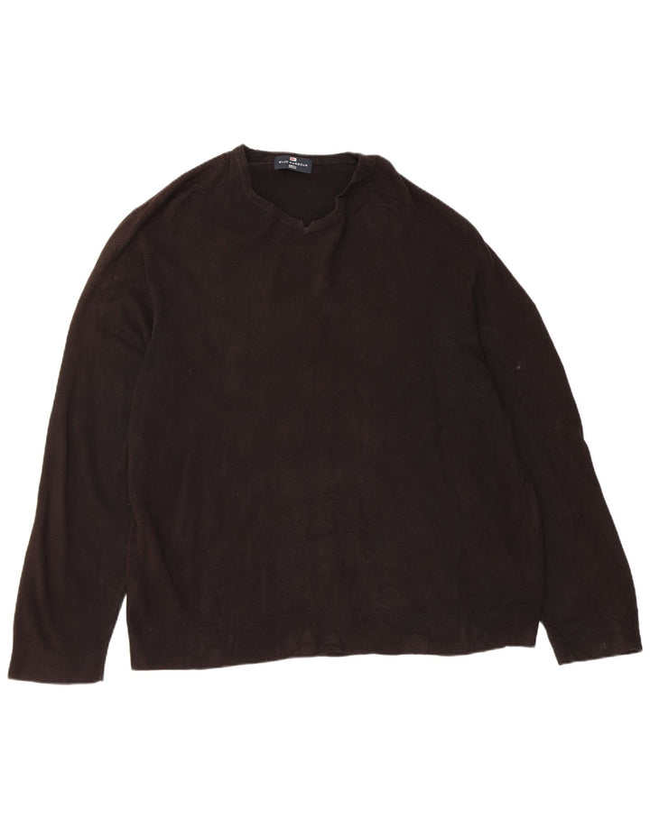 Marks & Spencer Mens Blue Harbour V-Neck Jumper Sweater 2XL Black Acrylic
