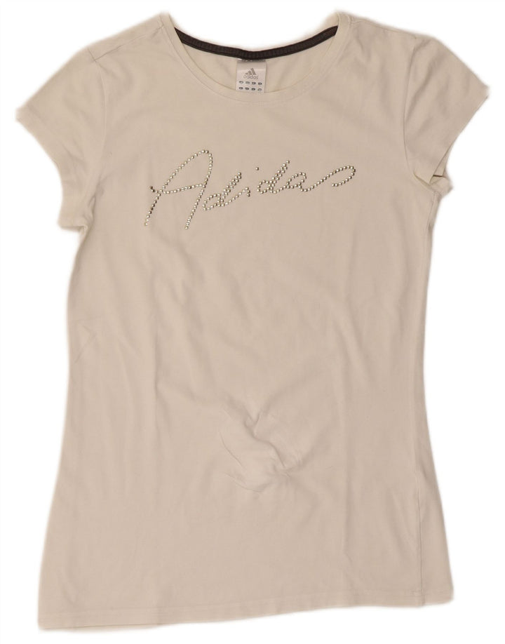 Adidas Womens Graphic T-Shirt Top UK 14 Medium  White