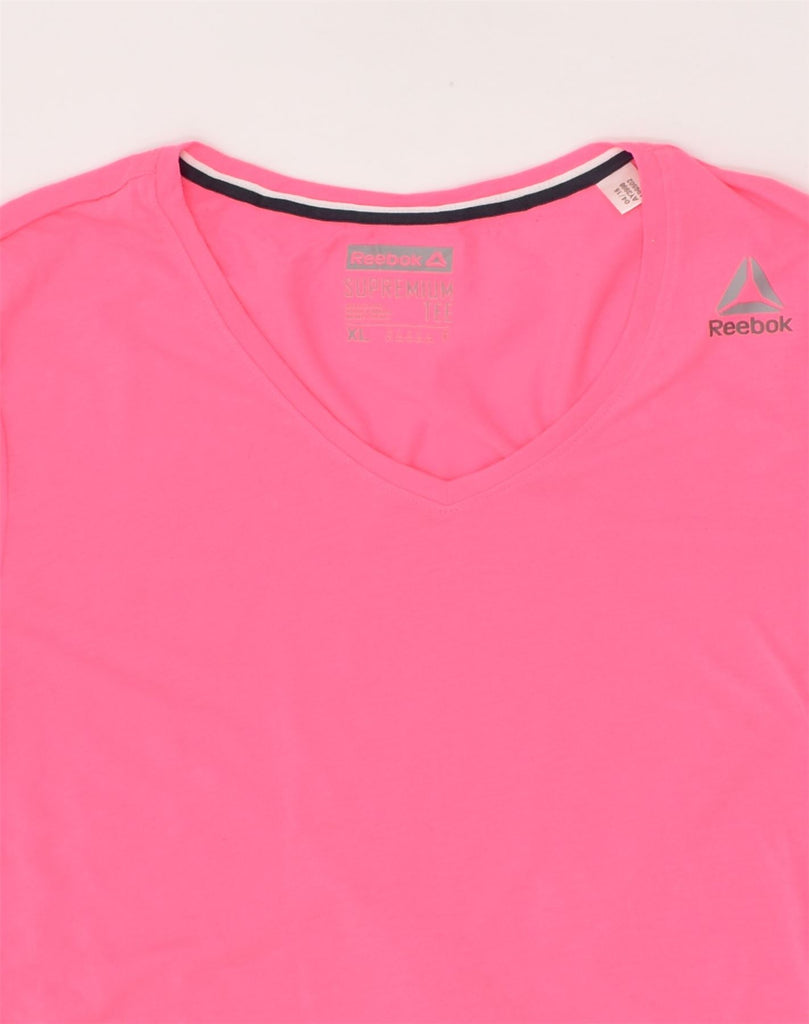 REEBOK Womens T-Shirt Top UK 18 XL Pink Polyester | Vintage Reebok | Thrift | Second-Hand Reebok | Used Clothing | Messina Hembry 