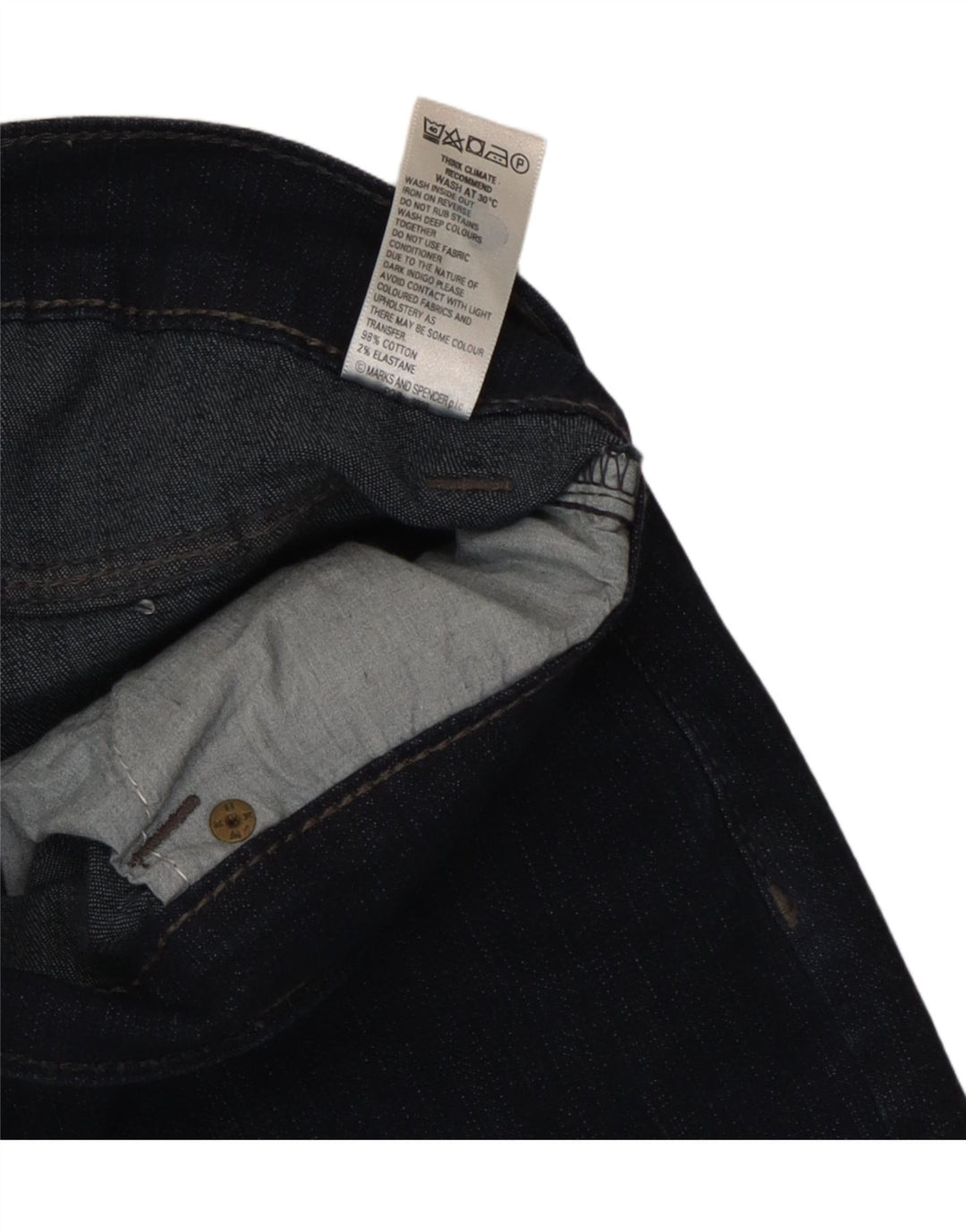 Marks & Spencer Womens Short Bootcut Jeans UK 10 Small W27 L28 Navy Blue