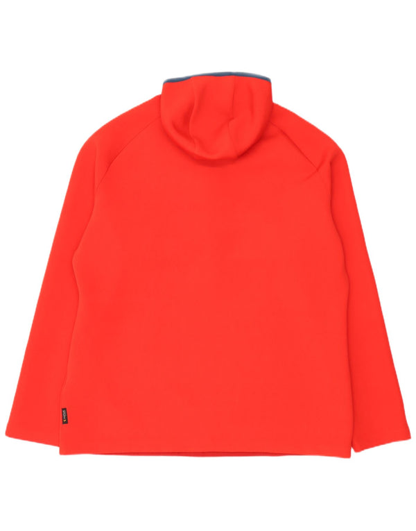 Jack Wolfskin Mens Hooded Zip Neck Fleece Jumper UK 48 3XL Red Colourblock