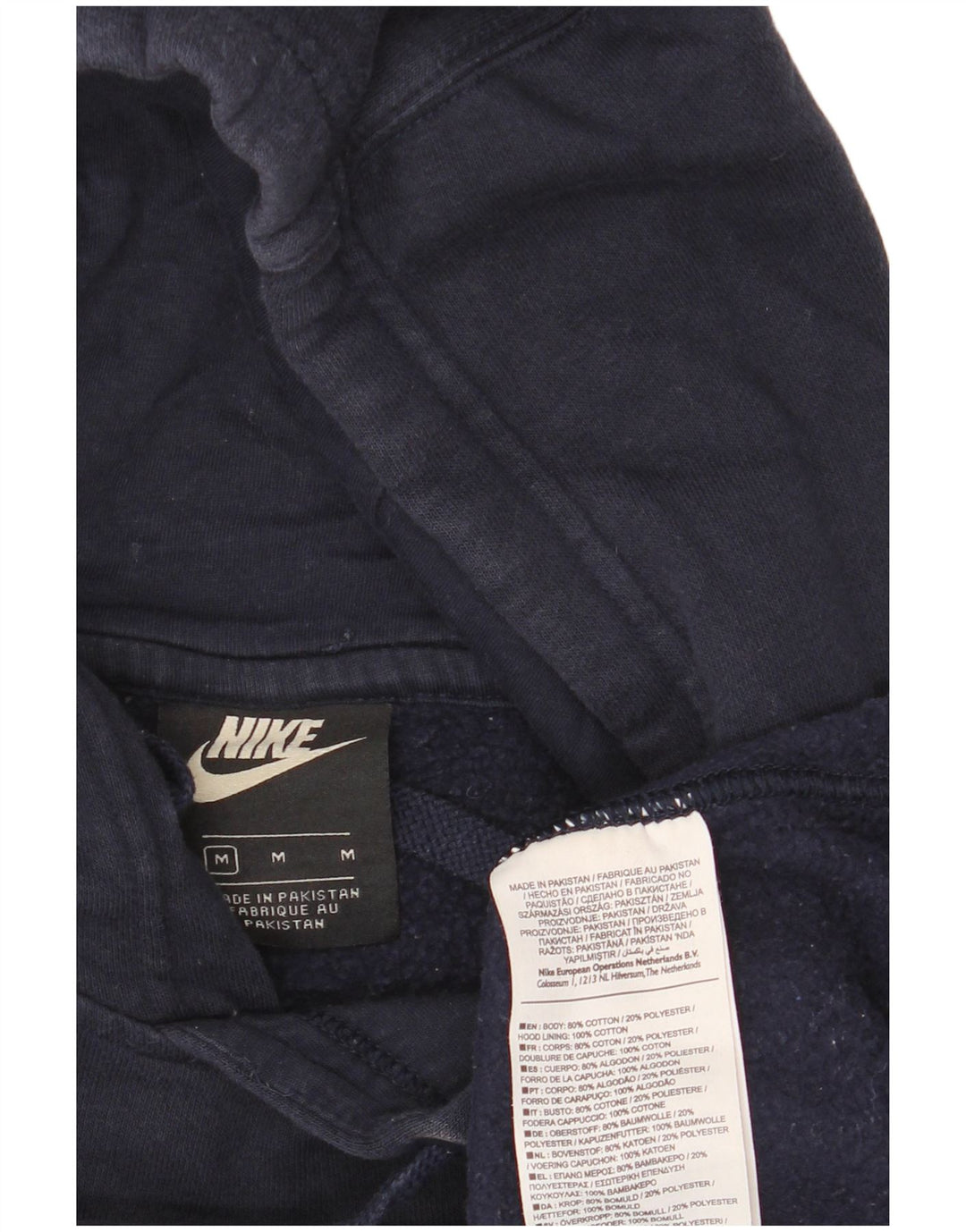NIKE Mens Hoodie Jumper Medium Navy Blue Cotton