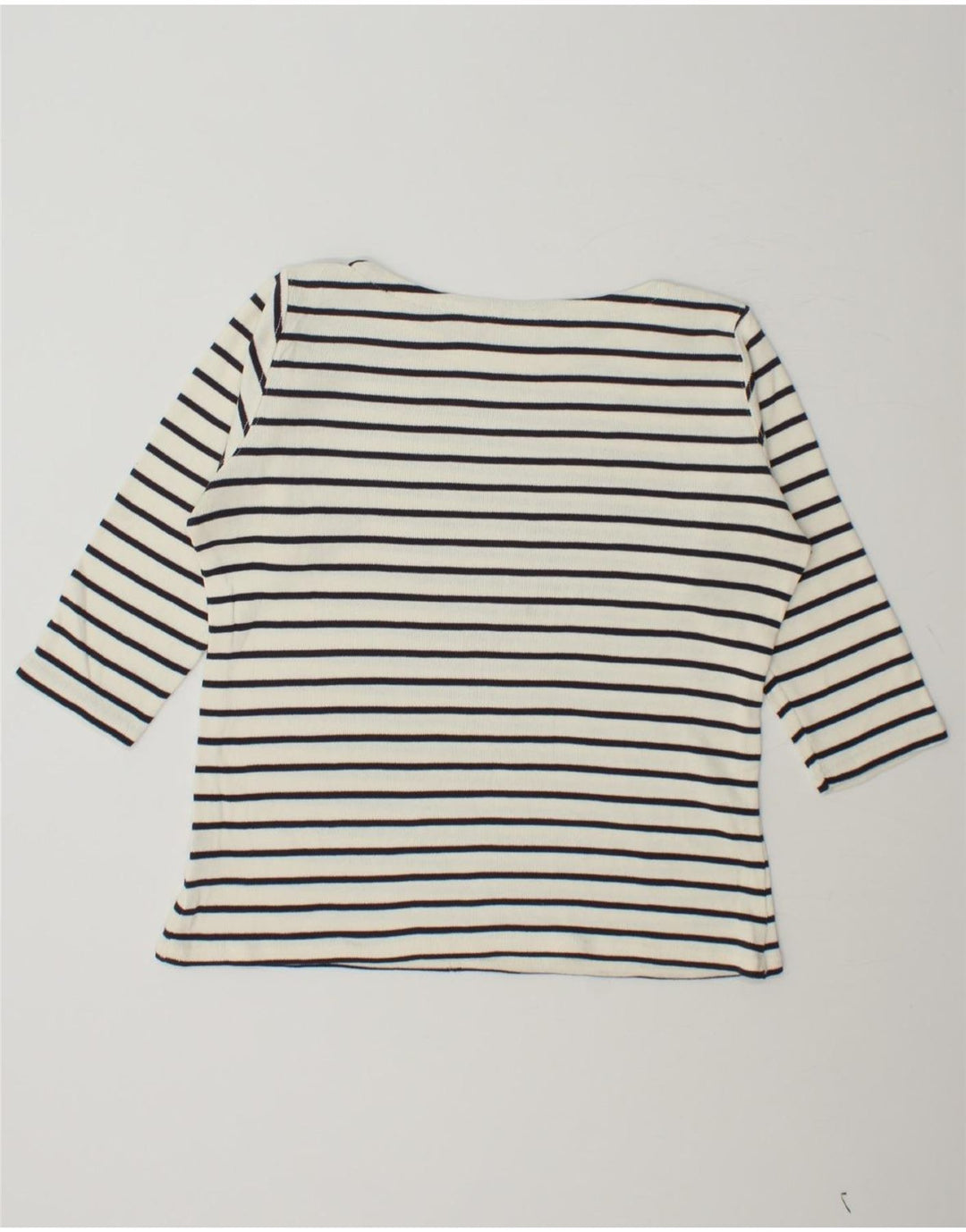 L.L.BEAN Womens Top 3/4 Sleeve UK 16 Large White Striped Vintage L.L.Bean and Second-Hand L.L.Bean from Messina Hembry 