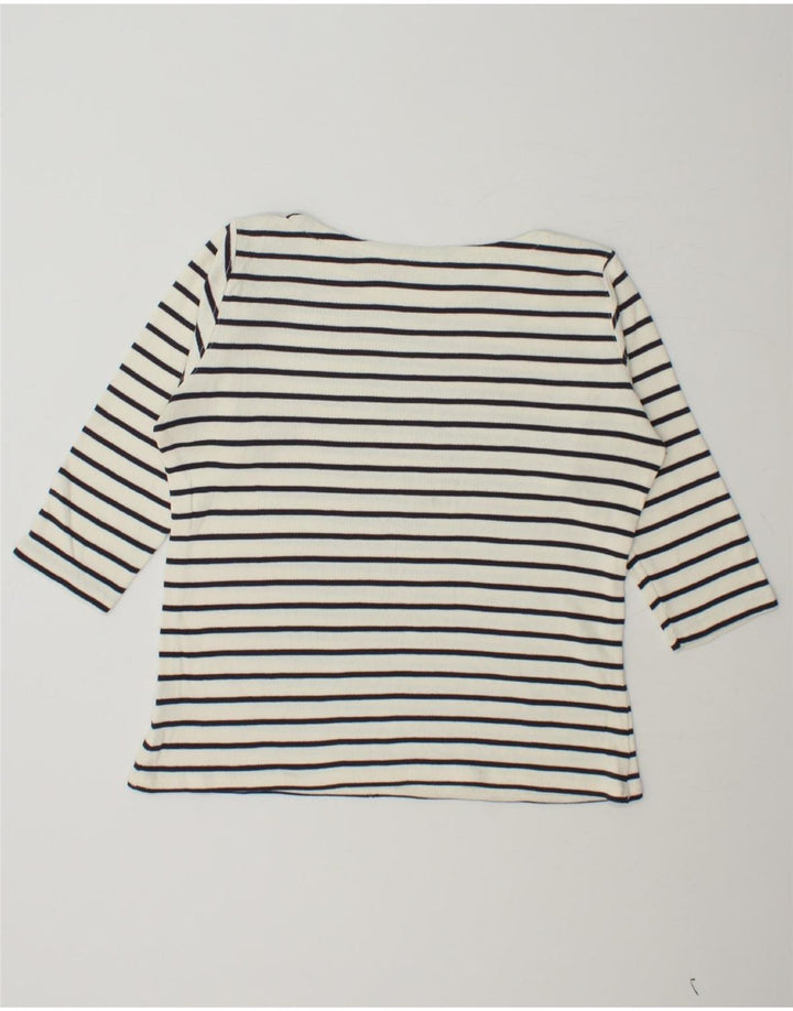 L.L.BEAN Womens Top 3/4 Sleeve UK 16 Large White Striped Vintage L.L.Bean and Second-Hand L.L.Bean from Messina Hembry 