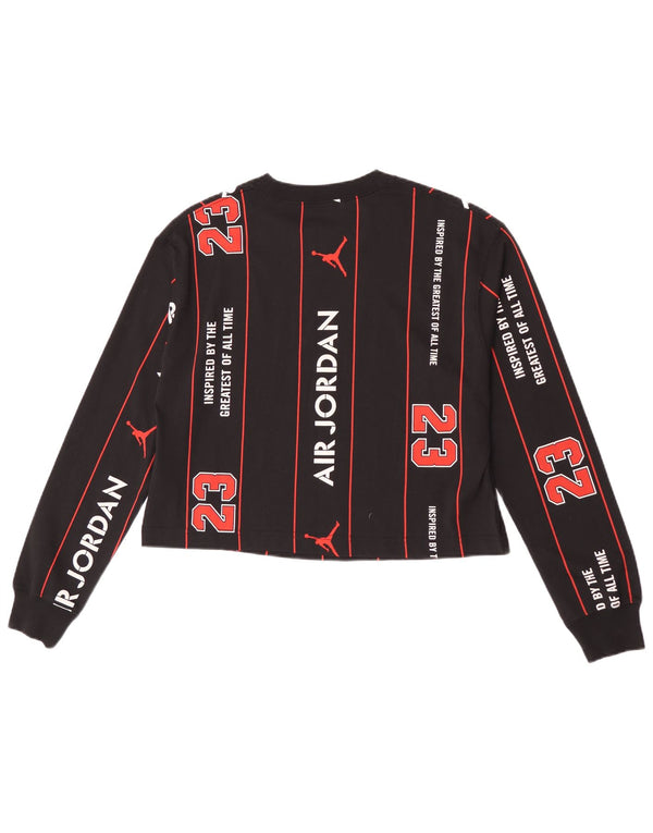 Jordan Womens Crop Graphic Top Long Sleeve UK 10 Small Black Striped