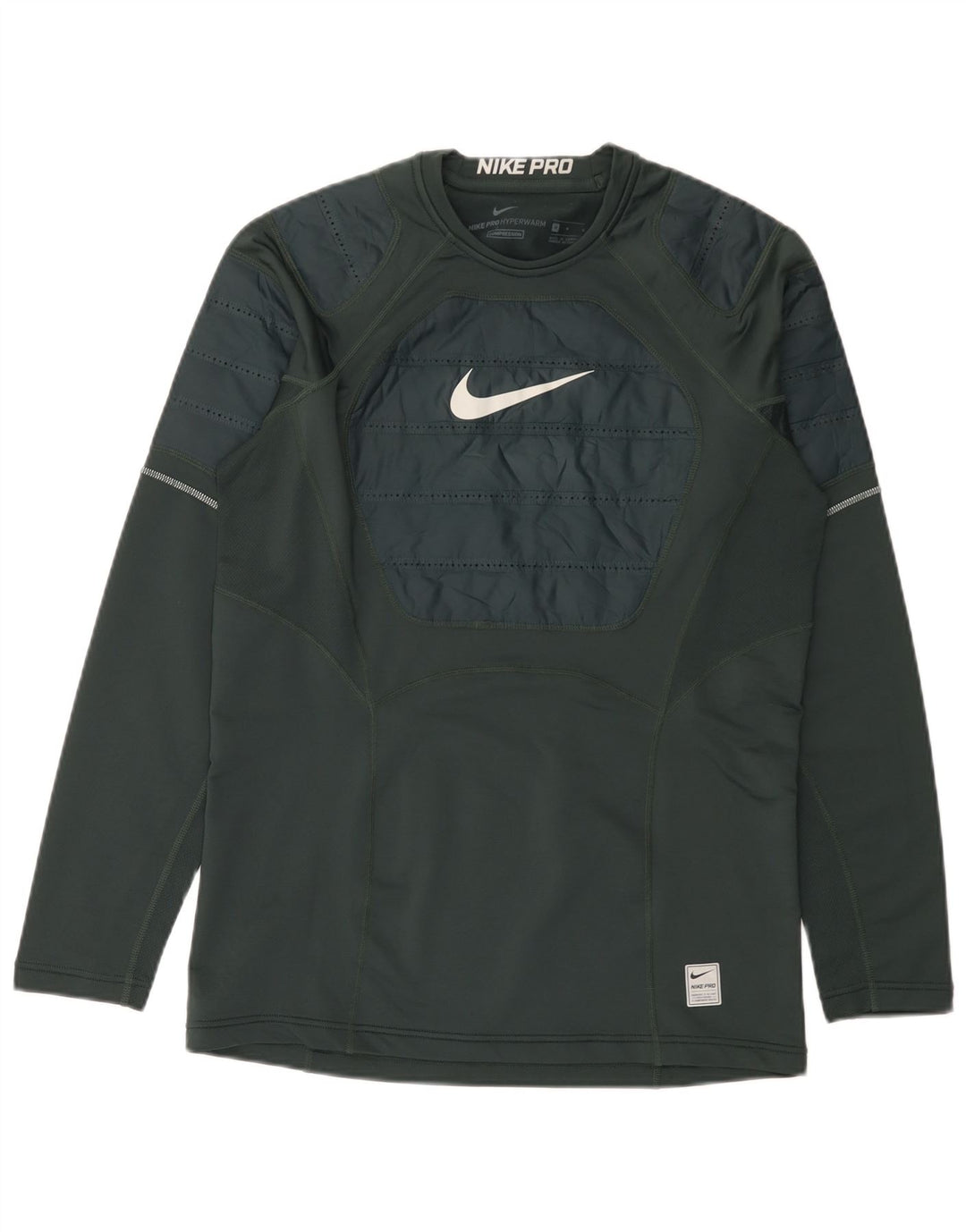 Nike Mens Graphic Top Long Sleeve Medium Green Colourblock Polyester
