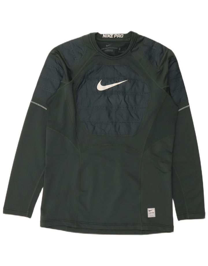 Nike Mens Graphic Top Long Sleeve Medium Green Colourblock Polyester
