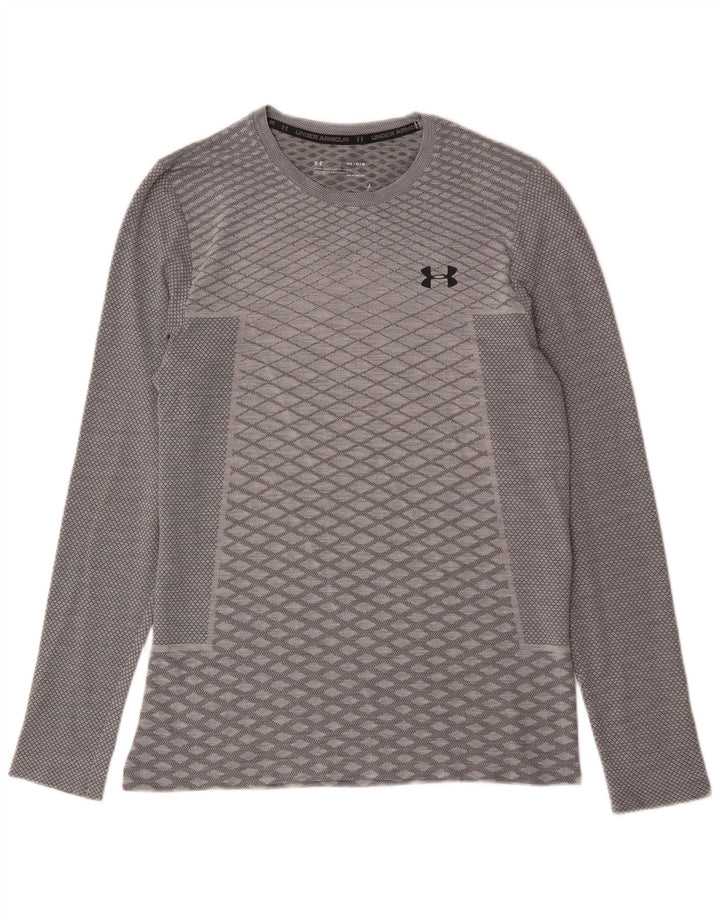 Under Armour Mens Heat Gear Top Long Sleeve Medium Grey Geometric