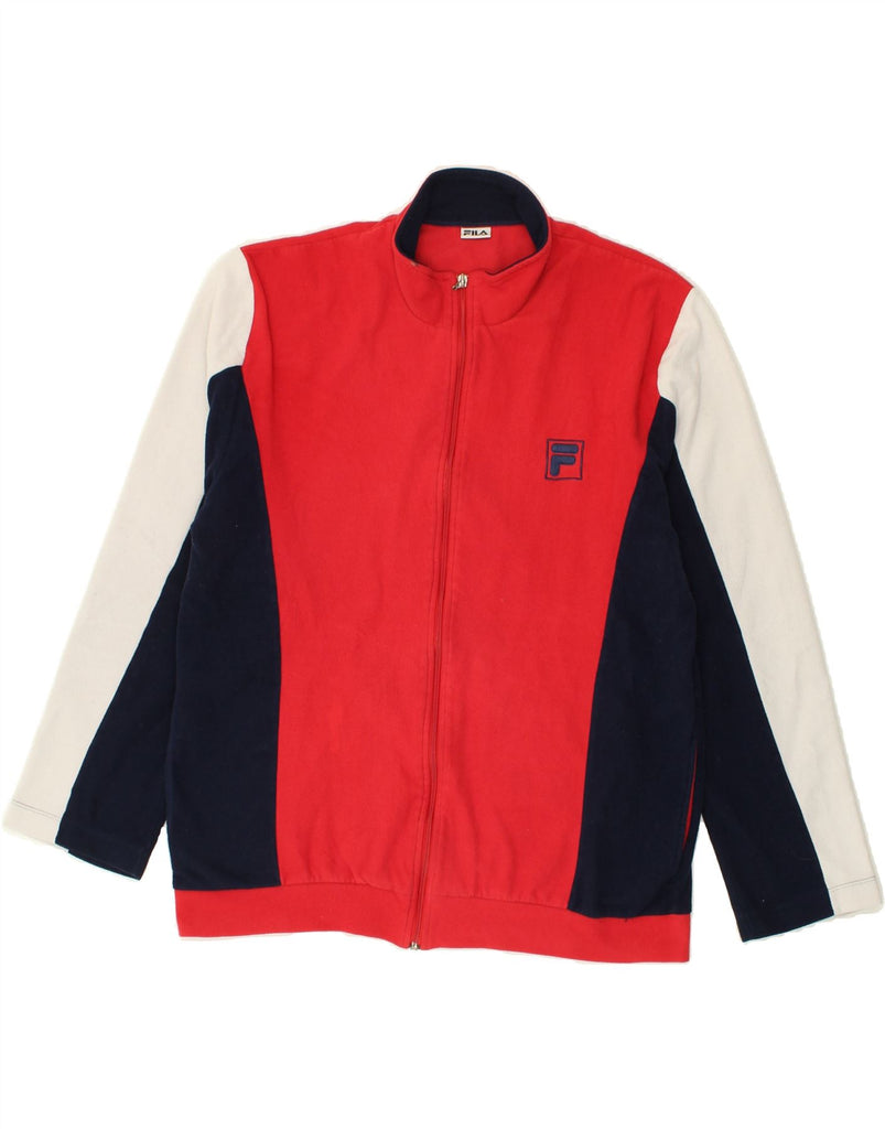 FILA Womens Tracksuit Top Jacket UK 18 XL Red Colourblock Polyester | Vintage Fila | Thrift | Second-Hand Fila | Used Clothing | Messina Hembry 