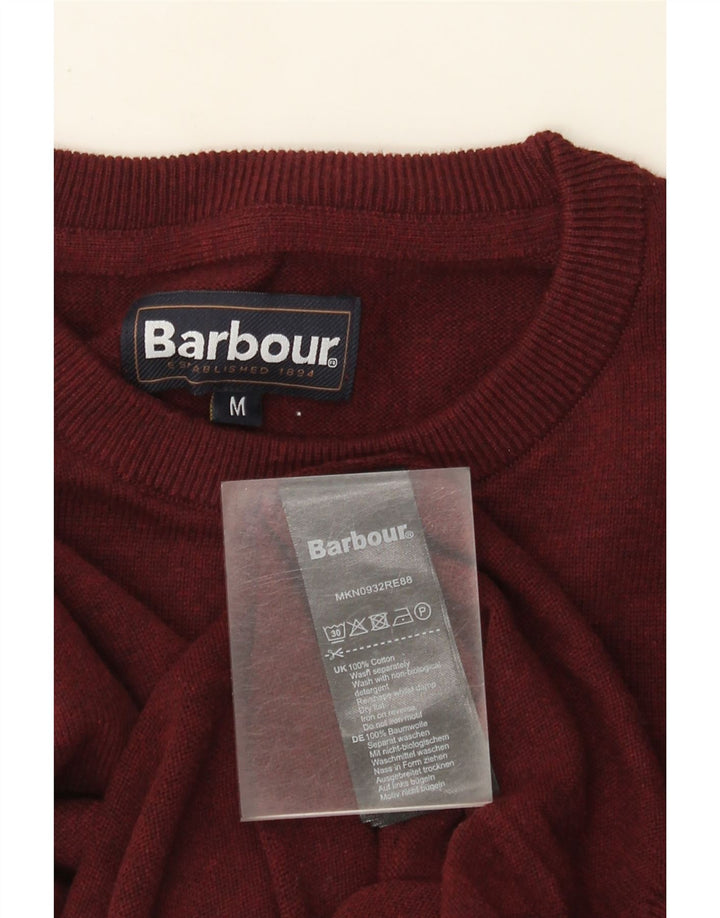 Barbour Mens Crew Neck Jumper Sweater Medium Burgundy Cotton
