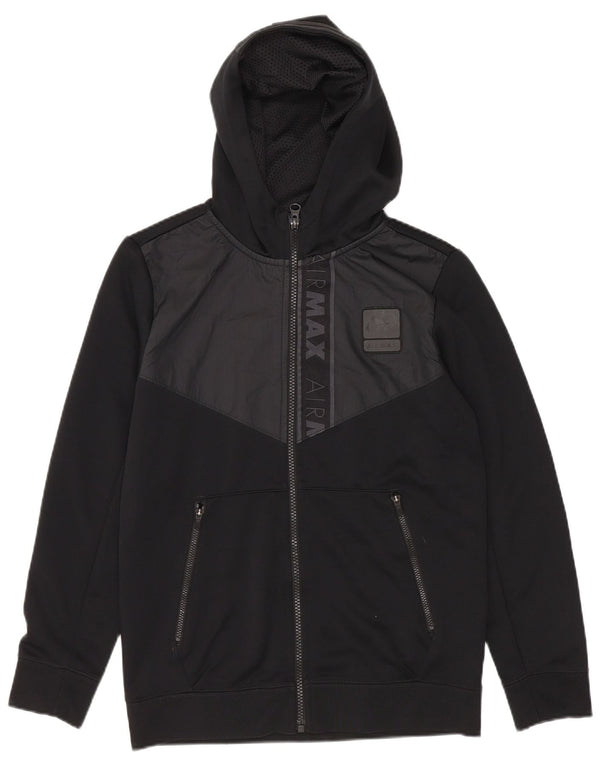 Nike Boys Graphic Zip Hoodie Sweater 10-11 Years Medium Black Colourblock