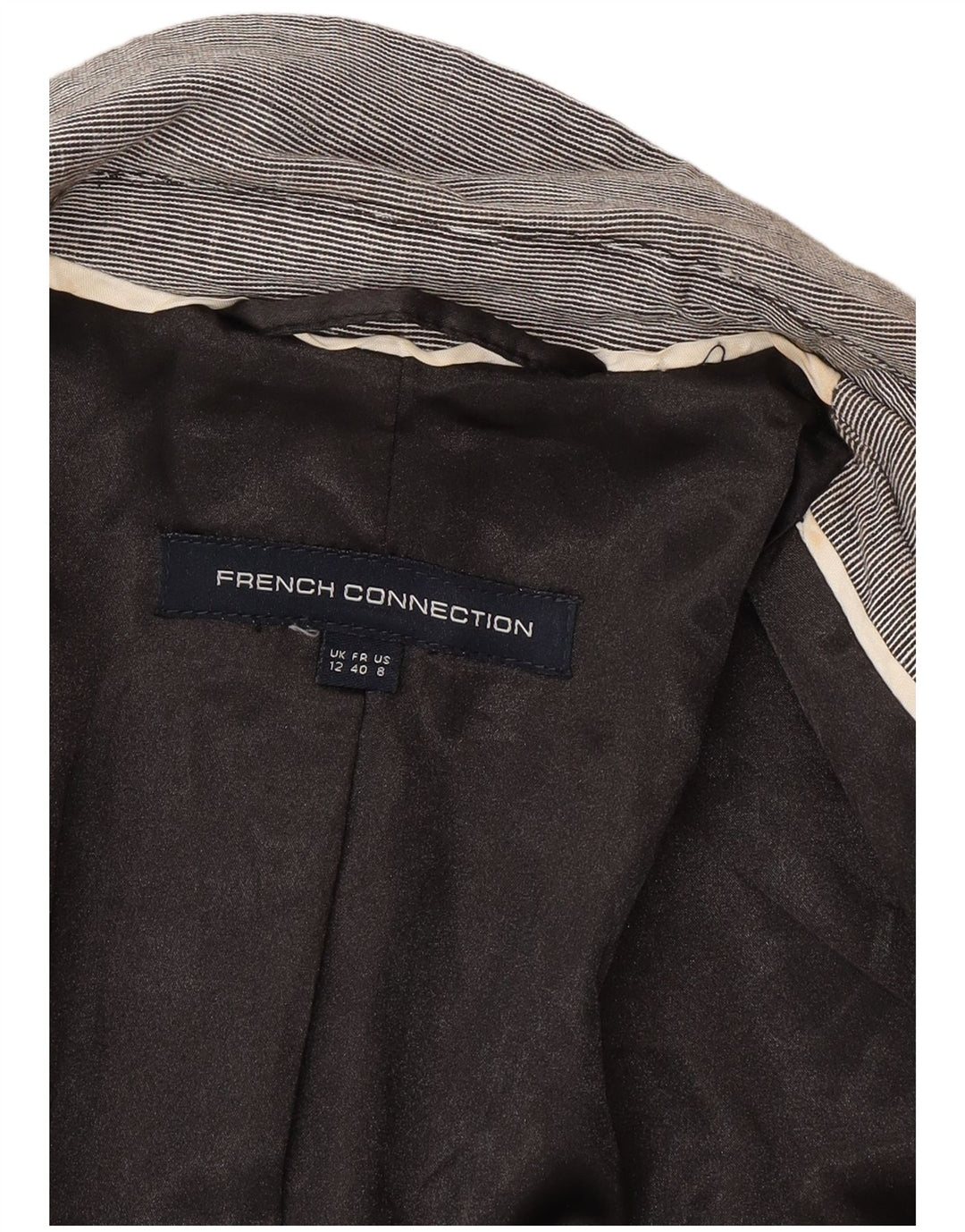 French Connection Womens 2 Button Blazer Jacket UK 12 Medium Grey Pinstripe