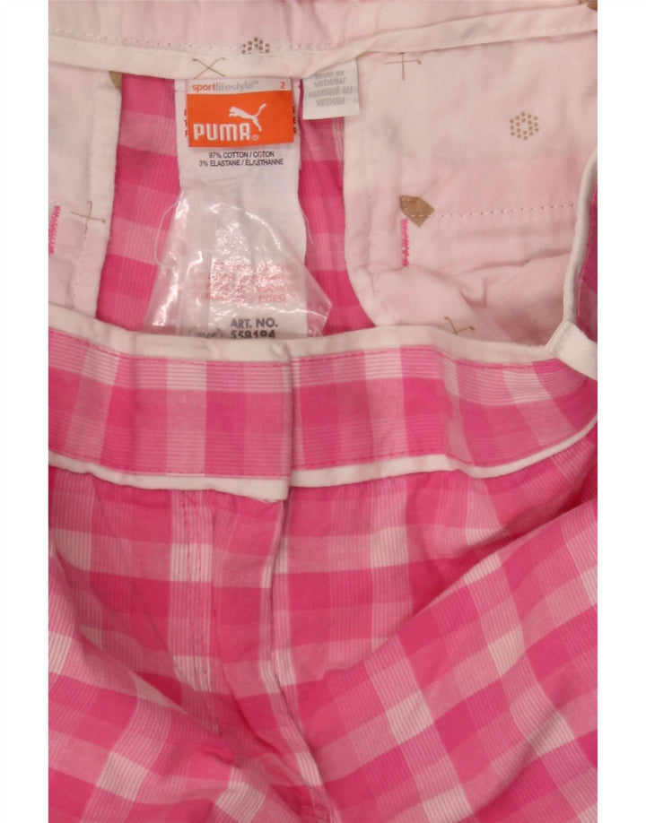 PUMA Womens Chino Shorts W25 XS Pink Gingham Cotton Vintage Puma and Second-Hand Puma from Messina Hembry 