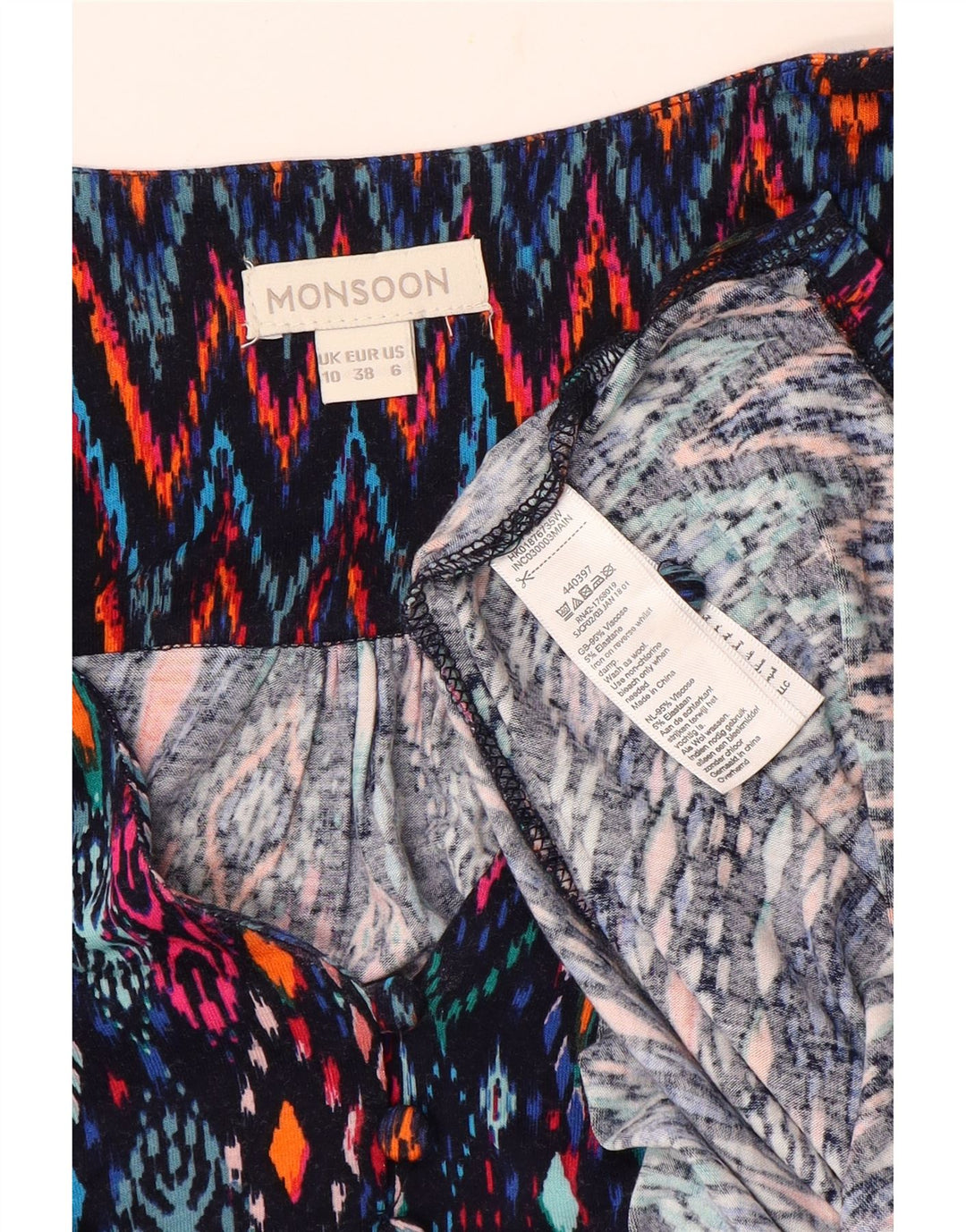 MONSOON Womens 3/4 Sleeve Blouse Top UK 10 Small Multicoloured Ikat
