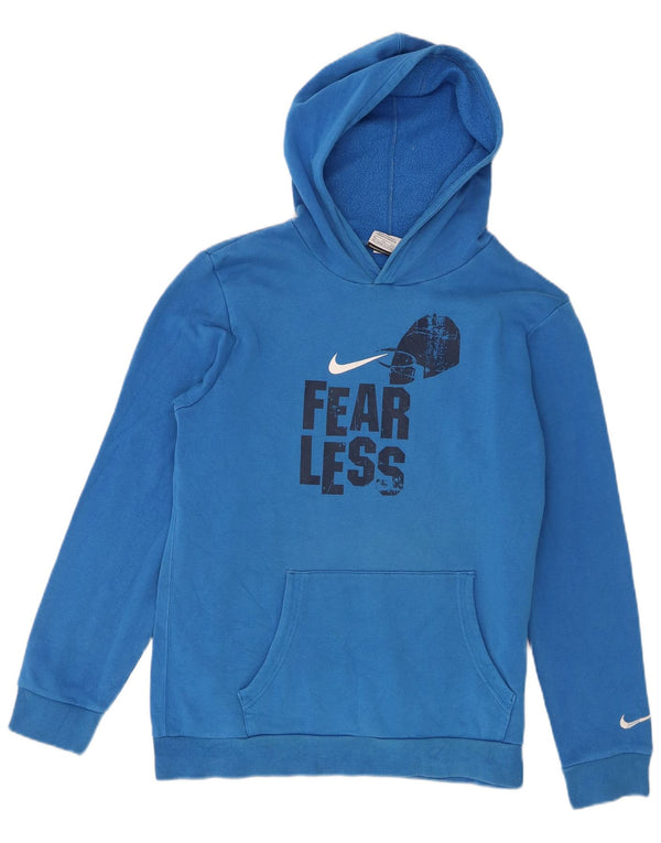 Nike Boys Graphic Hoodie Jumper 13-14 Years XL Blue Cotton