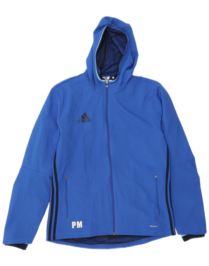 Adidas Mens Graphic Hooded Tracksuit Top Jacket Medium Blue Polyester