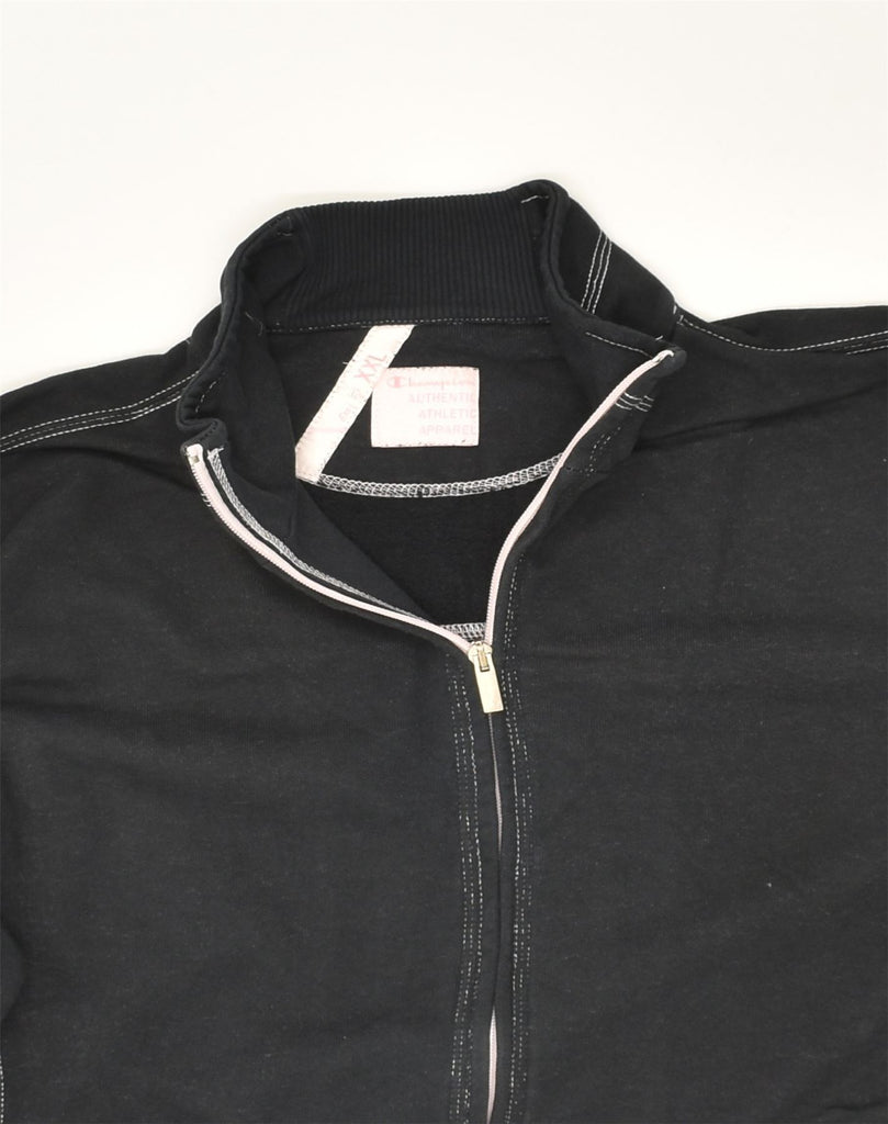 CHAMPION Womens Tracksuit Top Jacket UK 20 2XL Black Cotton | Vintage Champion | Thrift | Second-Hand Champion | Used Clothing | Messina Hembry 