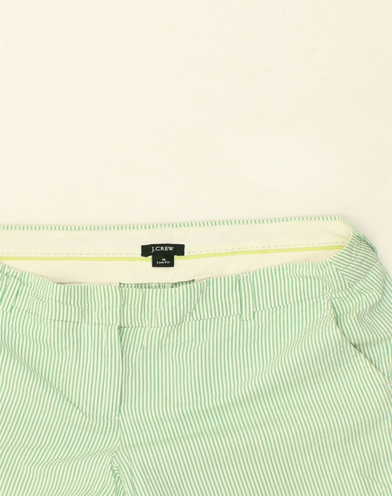 J. CREW Womens Chino Shorts US 10 Large W34 Green Striped Cotton | Vintage J. Crew | Thrift | Second-Hand J. Crew | Used Clothing | Messina Hembry 