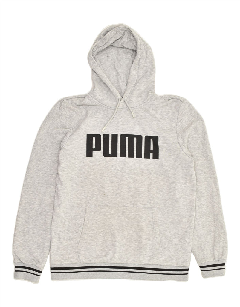 PUMA Mens Graphic Hoodie Jumper Medium Grey Cotton | Vintage Puma | Thrift | Second-Hand Puma | Used Clothing | Messina Hembry 