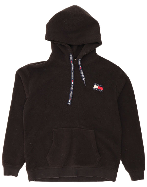 TOMMY HILFIGER Mens Hooded Fleece Jumper Medium Black Polyester