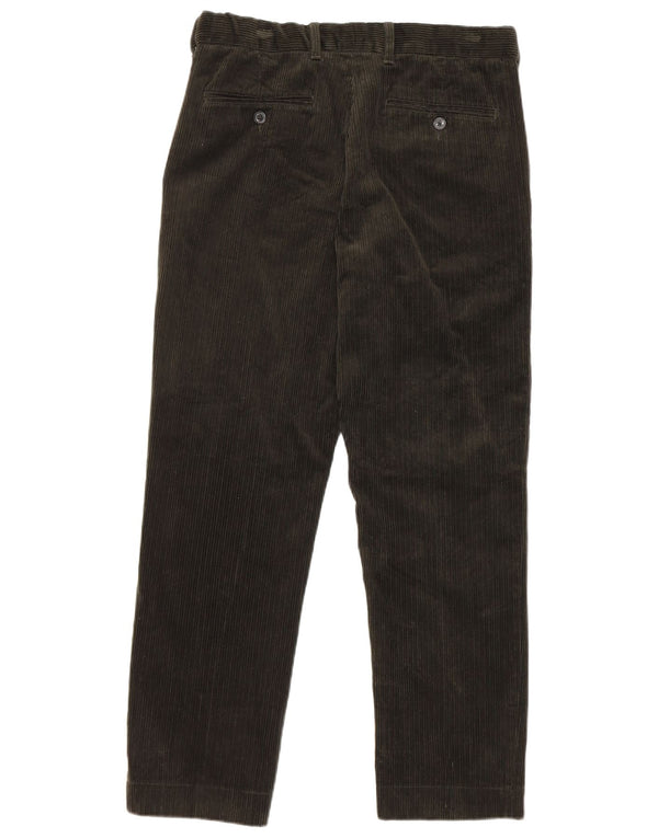 Marks & Spencer Womens Short Straight Corduroy Trousers W32 L29 Khaki