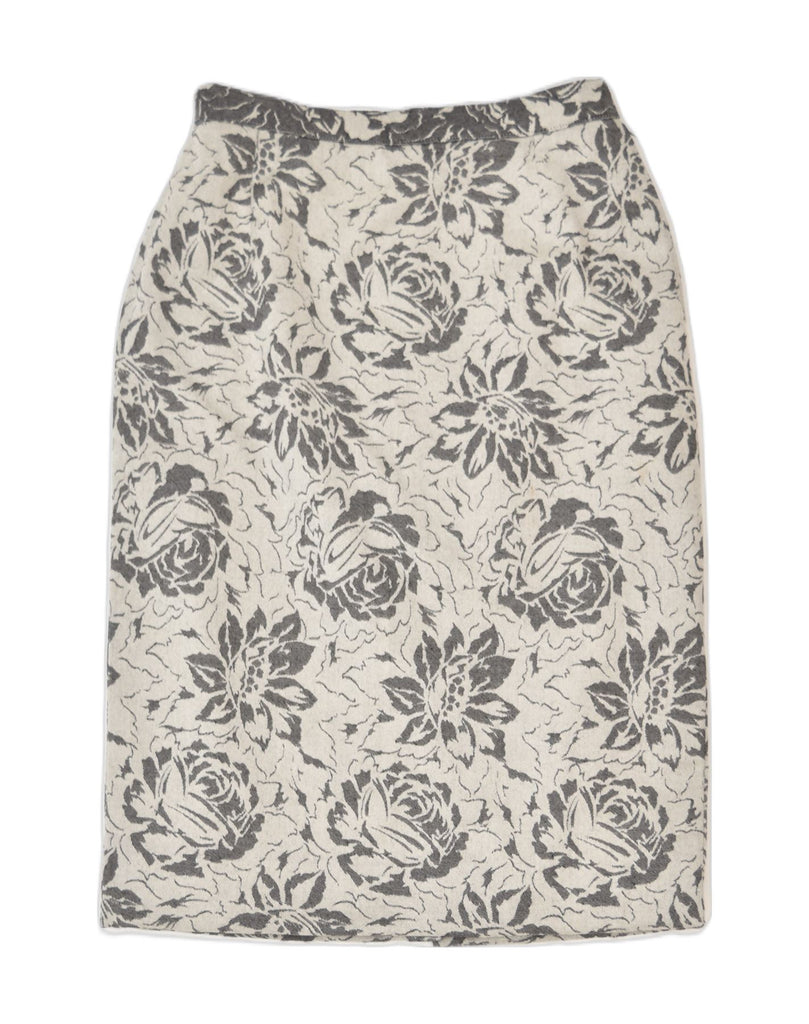 VINTAGE Womens Pencil Skirt W28 Medium Grey Floral Wool | Vintage | Thrift | Second-Hand | Used Clothing | Messina Hembry 