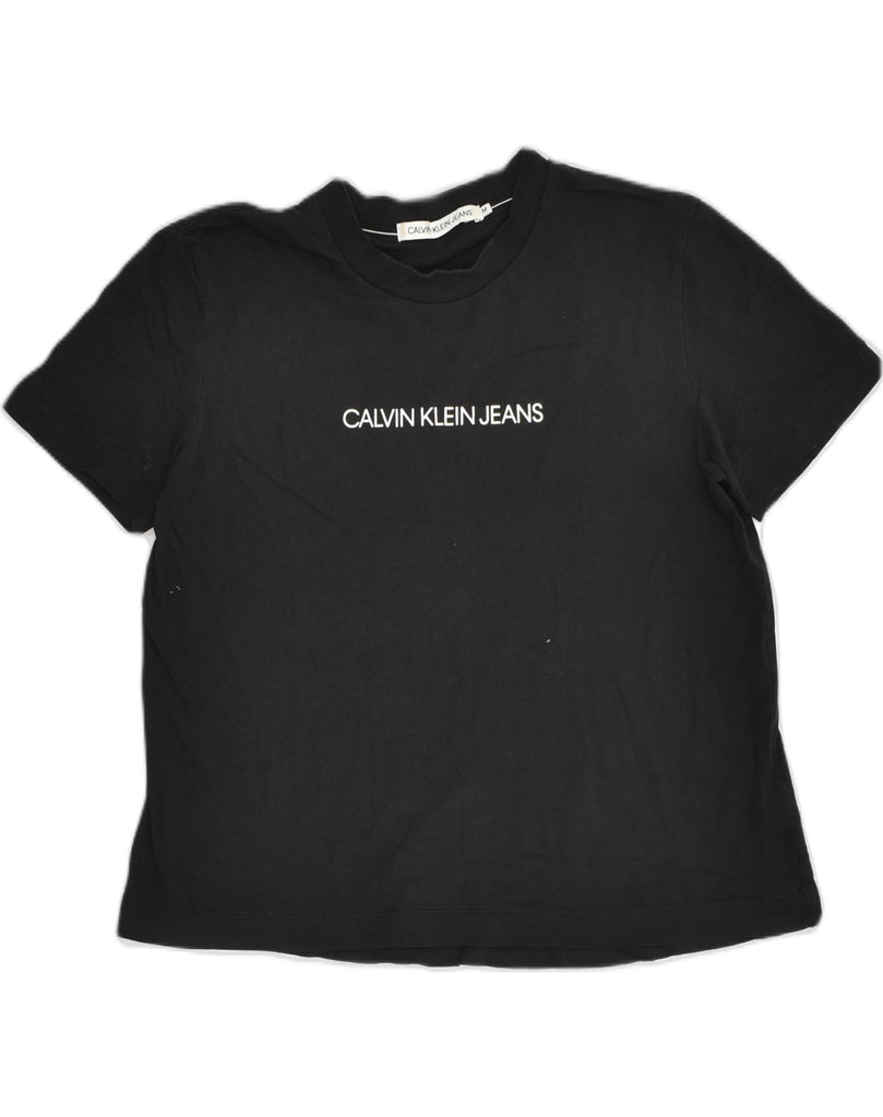 CALVIN KLEIN Womens Graphic T-Shirt Top UK 12 Medium Black | Vintage Calvin Klein | Thrift | Second-Hand Calvin Klein | Used Clothing | Messina Hembry 