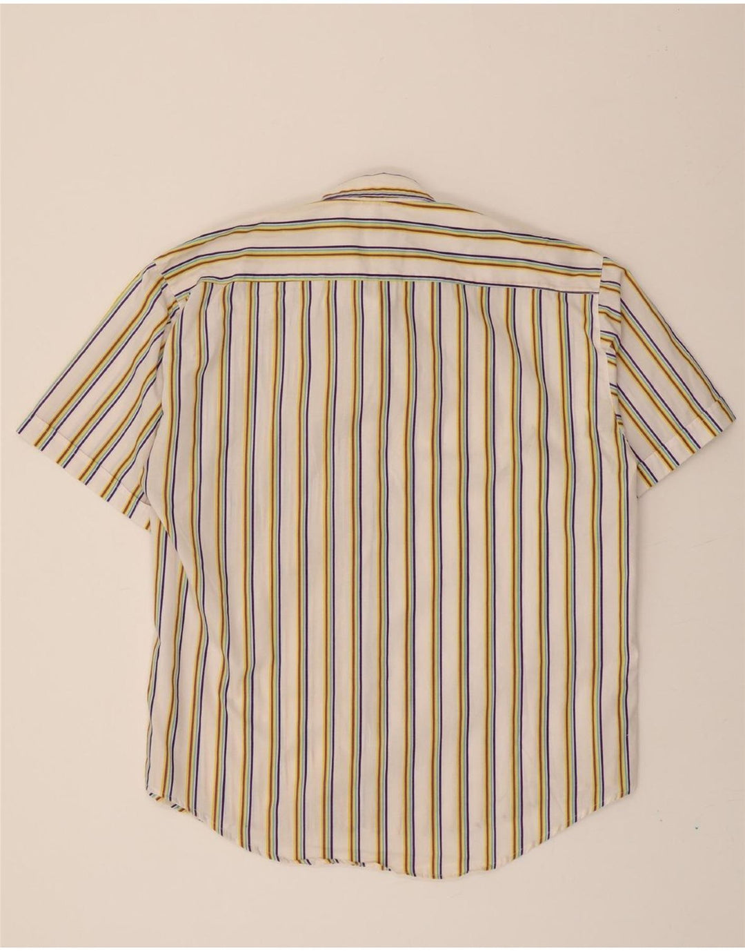 TOUCAN COUNTRY Mens Short Sleeve Shirt XL White Striped Polyester Vintage Toucan Country and Second-Hand Toucan Country from Messina Hembry 