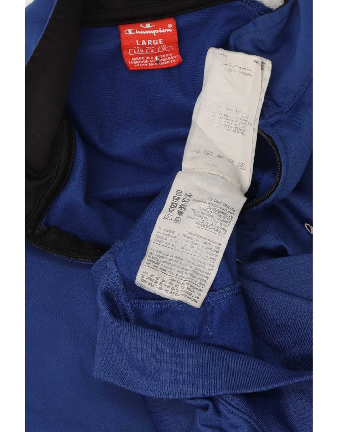 Champion Mens Graphic Tracksuit Top Jacket Large Blue Colourblock Polyester