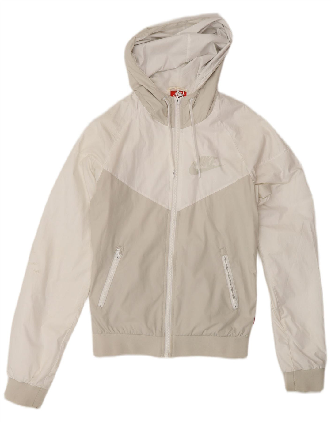 Nike Womens Hooded Tracksuit Top Jacket UK 6 XS White Colourblock Polyester