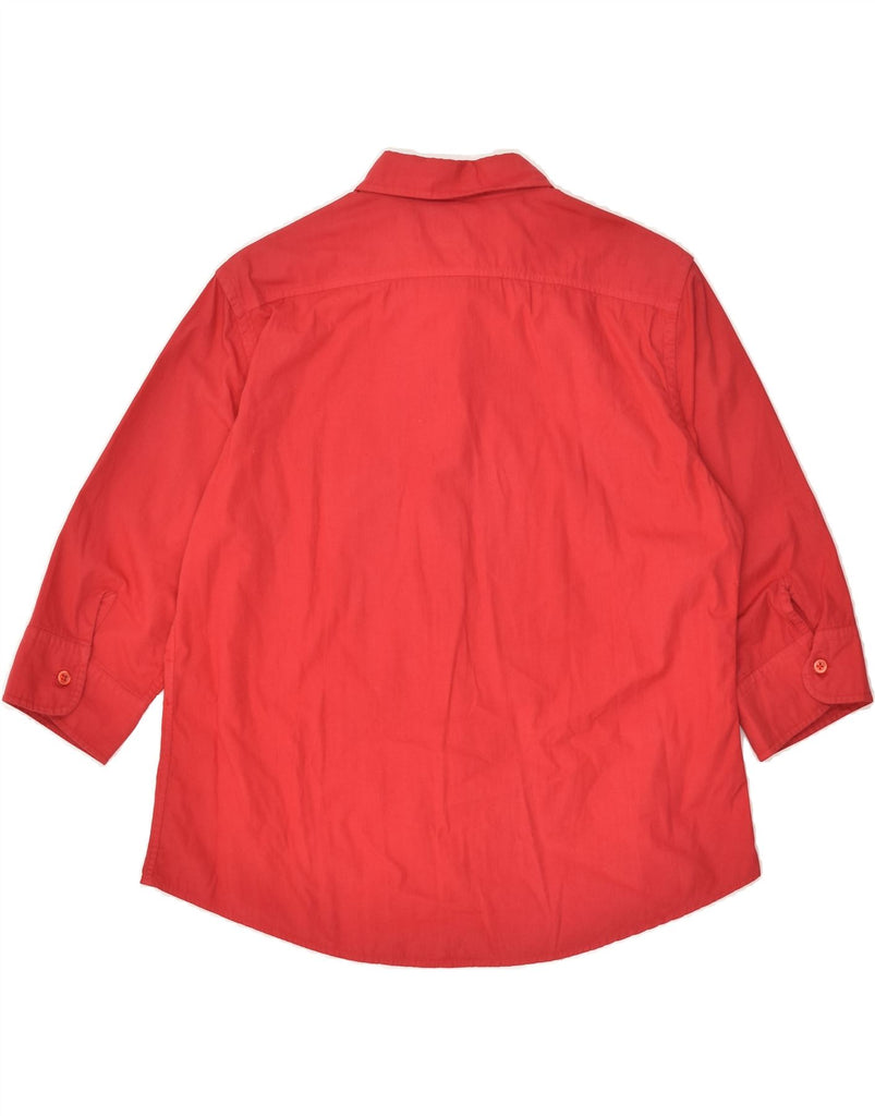 WOOLRICH Womens 3/4 Sleeve Shirt UK 18 XL Red Cotton | Vintage Woolrich | Thrift | Second-Hand Woolrich | Used Clothing | Messina Hembry 