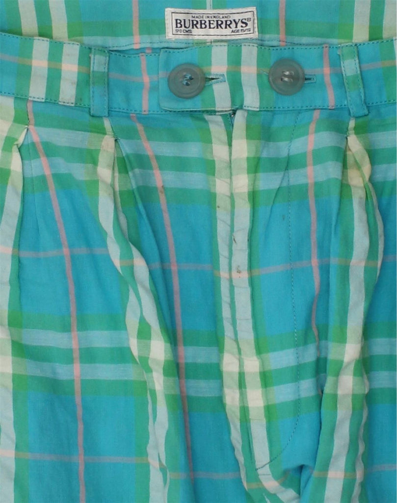 BURBERRY Boys Casual Shorts 15-16 Years W28 Blue Check Cotton | Vintage Burberry | Thrift | Second-Hand Burberry | Used Clothing | Messina Hembry 