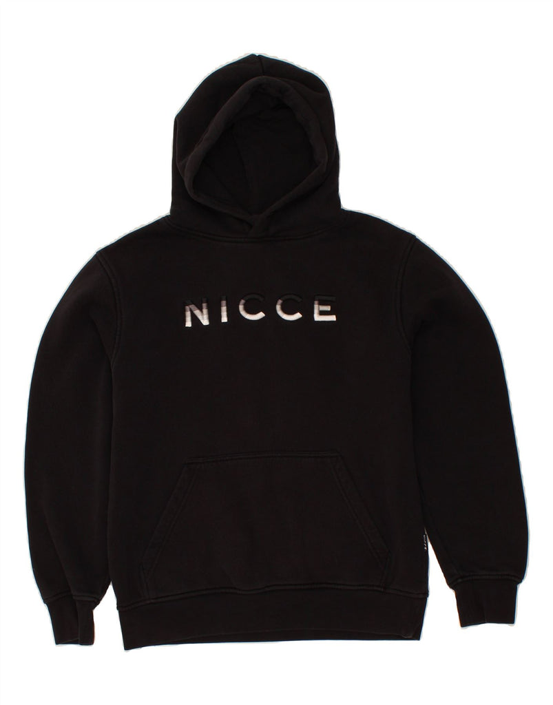NICCE Mens Graphic Hoodie Jumper Small Black Cotton Vintage Nicce and Second-Hand Nicce from Messina Hembry 