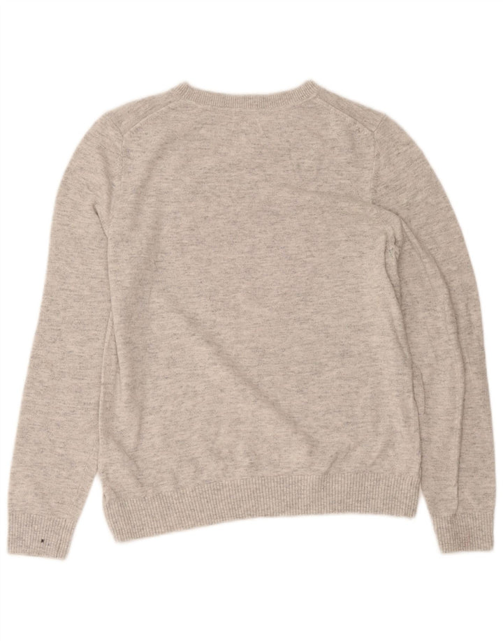 John Lewis Womens Graphic Sweatshirt Jumper UK 12 Medium Grey Cotton Heart