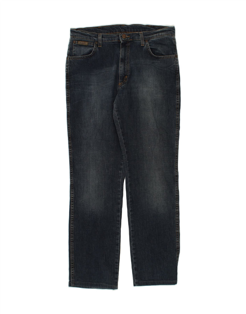 WRANGLER Mens Texas Stretch Straight Jeans W35 L34  Navy Blue Cotton | Vintage Wrangler | Thrift | Second-Hand Wrangler | Used Clothing | Messina Hembry 